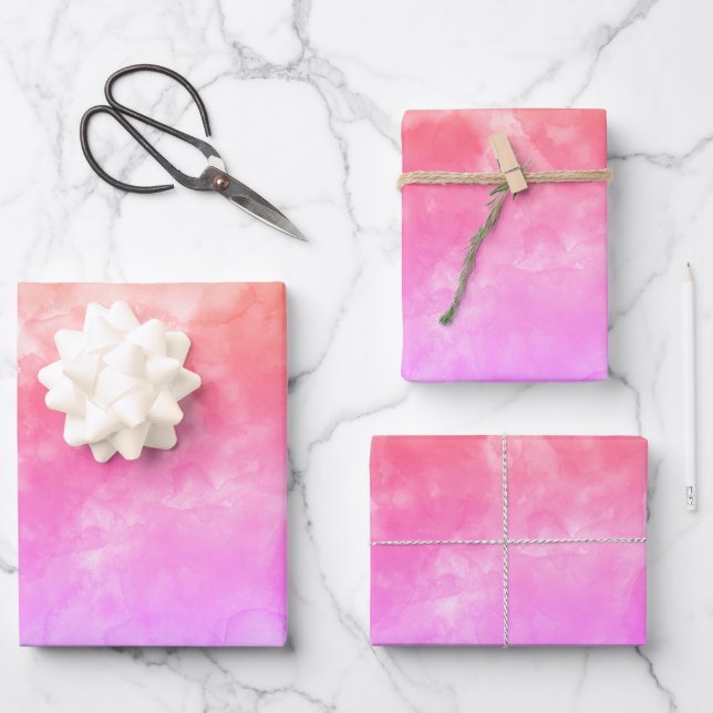 Pink Orange and Purple Wrapping Paper Sheets (Front)