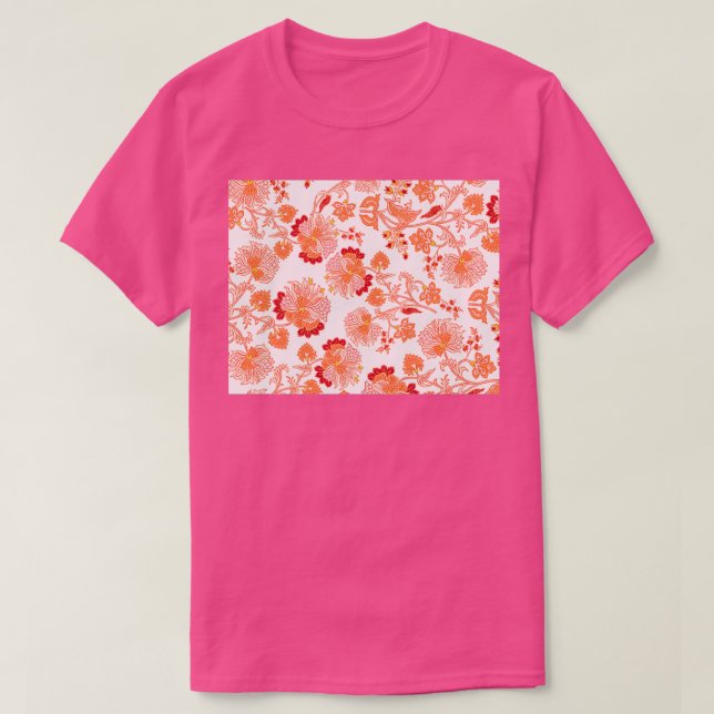 pink orange and red beutiful flower pattern design T-Shirt (Design Front)