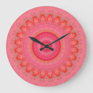 Pink, Orange and Yellow Mandala Large Clock