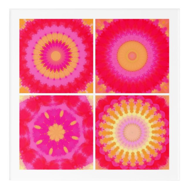 Pink, Orange and Yellow Mandala Series Acrylic Print (Front)