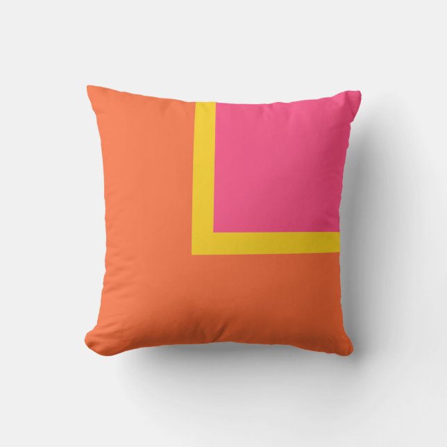 Pink, Orange and Yellow Modern Colour Block Outdoor Pillow (Front)