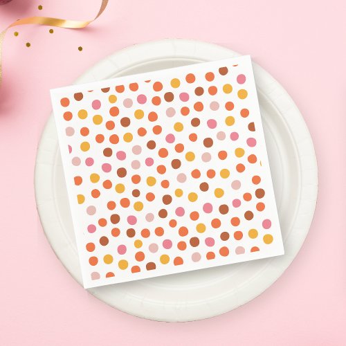 Pink orange and yellow polka dots napkin