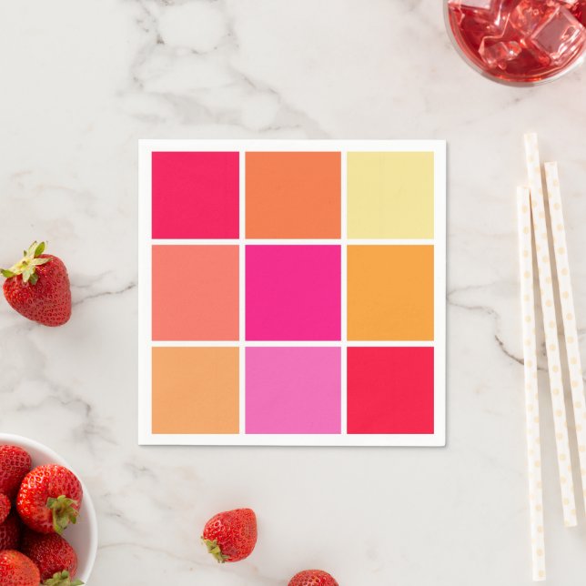 Pink, Orange and Yellow Squares Napkins (Insitu)