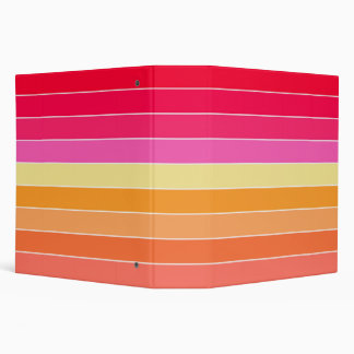 Pink, Orange and Yellow Watercolor Stripes 3 Ring Binder