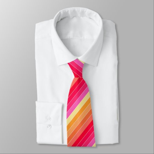 Pink Orange and Yellow Watercolor Stripes Neck Tie