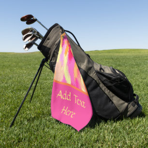 Pink, Orange and Yellow Watercolors Golf Towel