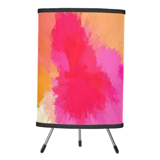 Pink, Orange and Yellow Watercolors  Tripod Lamp (Front)