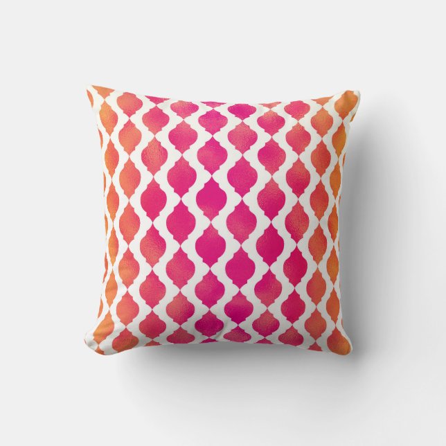 Pink & Orange Arabian Moroccan Glam Indian Theme Throw Pillow (Front)