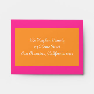 Pink Orange Bat Mitzvah RSVP Sweet 16 Birthday Envelope