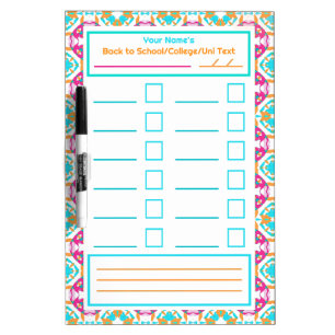 Pink Orange Blue Back to School Notes Planner Dry Erase Board