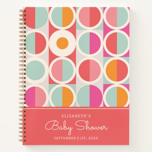 Pink Orange Blue Geometric  Baby Shower Notebook