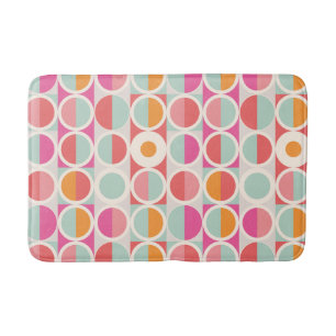 Pink Orange Blue Geometric Pattern Bath Mat