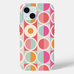 Pink Orange Blue Geometric Pattern iPhone 15 Case