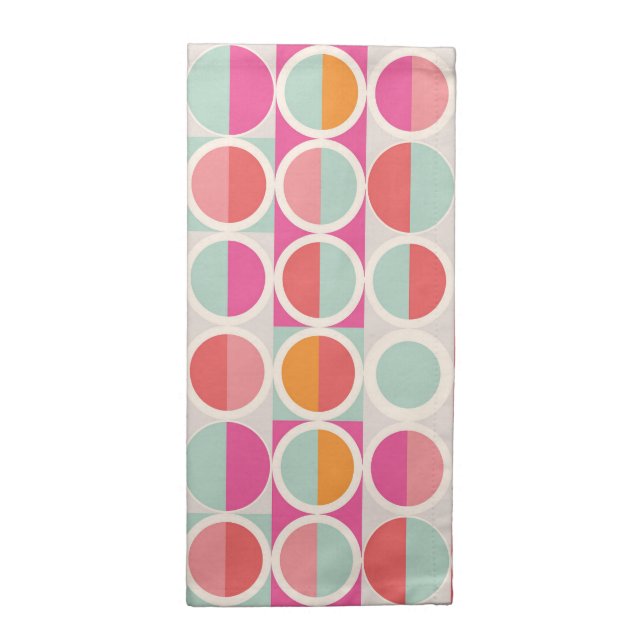 Pink Orange Blue Geometric Pattern Cloth Napkin (Half Fold)