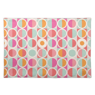 Pink Orange Blue Geometric Pattern Cloth Placemat
