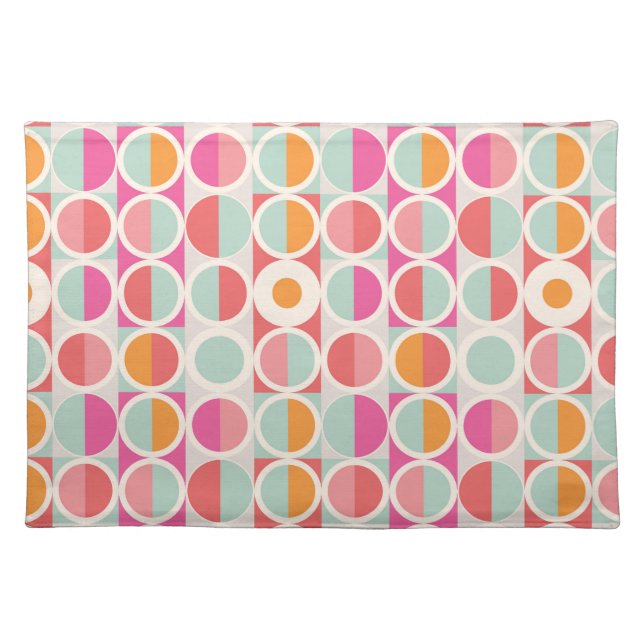 Pink Orange Blue Geometric Pattern Cloth Placemat (Front)