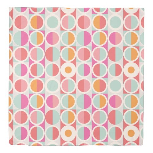 Pink Orange Blue Geometric Pattern Duvet Cover