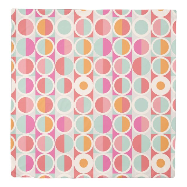 Pink Orange Blue Geometric Pattern Duvet Cover (Front)