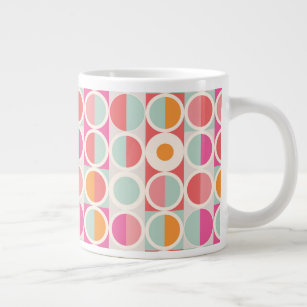 Pink Orange Blue Geometric Pattern Giant Coffee Mug