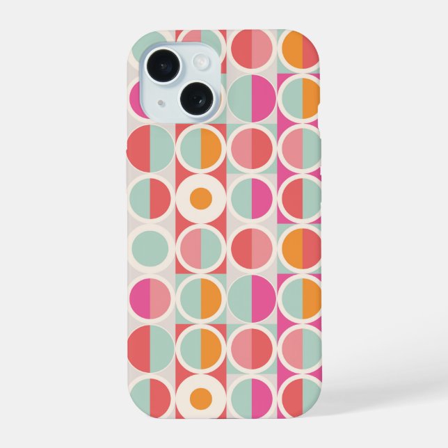 Pink Orange Blue Geometric Pattern Iphone Case (Back)