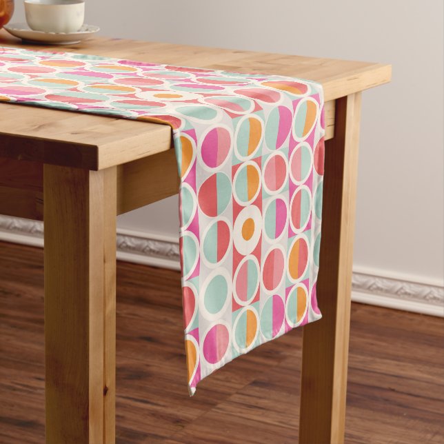 Pink Orange Blue Geometric Pattern Medium Table Runner (In Situ)