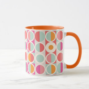 Pink Orange Blue Geometric Pattern Mug