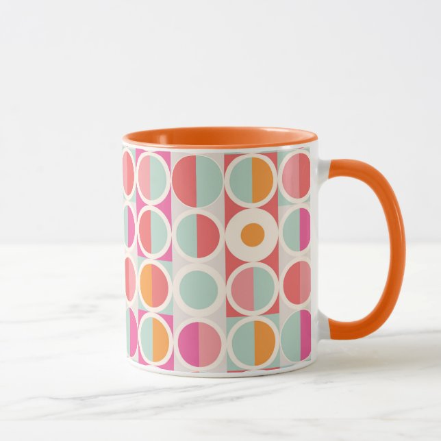 Pink Orange Blue Geometric Pattern Mug (Right)