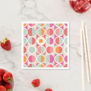 Pink Orange Blue Geometric Pattern Napkins
