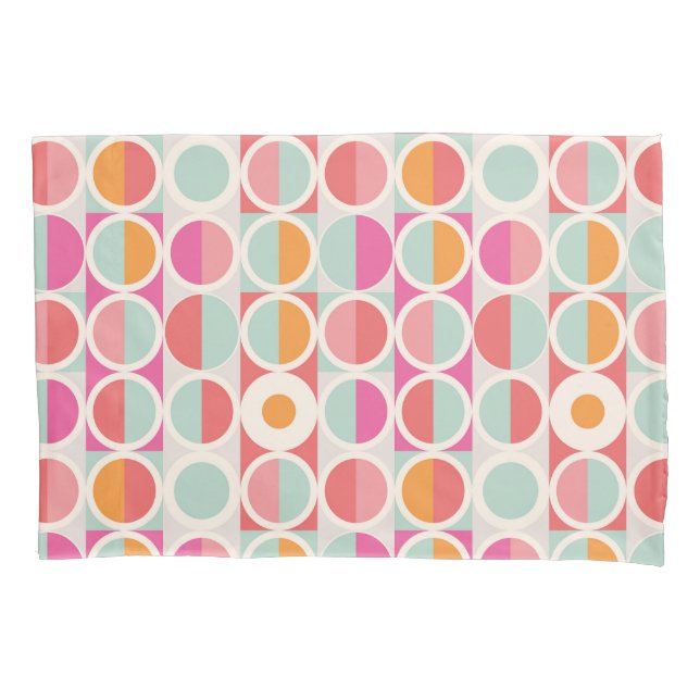 Pink Orange Blue Geometric Pattern Pillow Case (Front-Left)