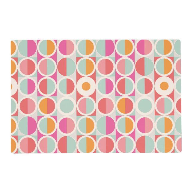 Pink Orange Blue Geometric Pattern Placemat (Front)