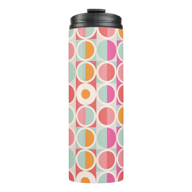 Pink Orange Blue Geometric Pattern Thermal Tumbler (Front)