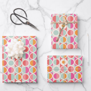 Pink Orange Blue Geometric Pattern Wrapping Paper Sheets
