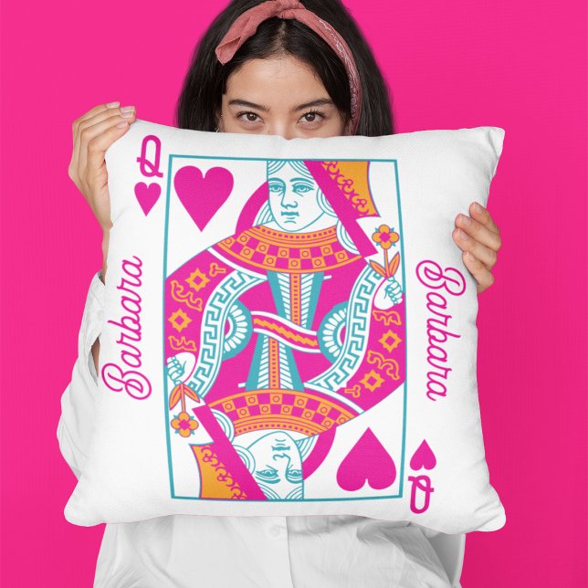 Pink Orange Blue Queen of Hearts Custom Throw Pillow (Creator Uploaded)