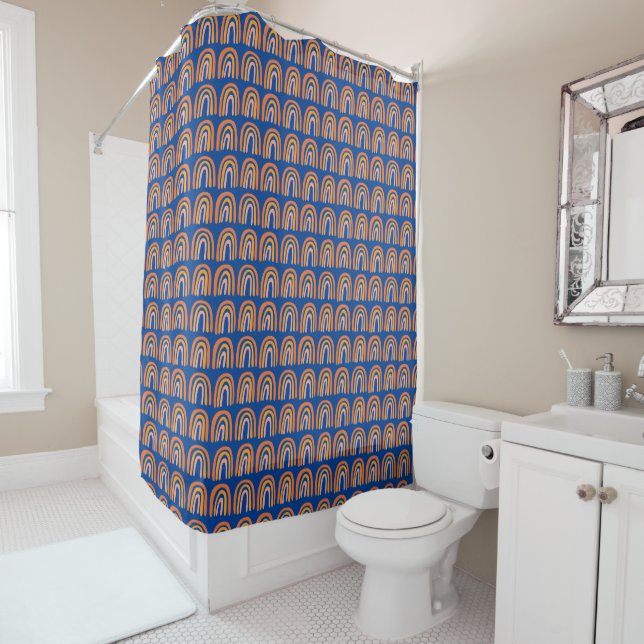 Pink Orange Blue  Rainbow Pattern Sweet Shower Curtain (In Situ)
