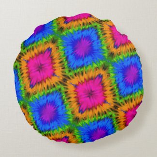 Pink Orange Blue Rainbow Tie-Dye Reversible Pillow