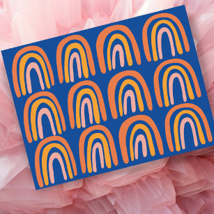 Pink Orange Blue Sweet Rainbow Pattern Postcard