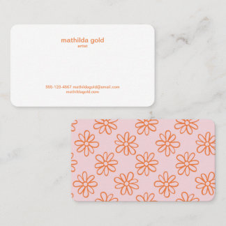 Pink Orange Boho Cute Girly Minimalist Simple Business Card