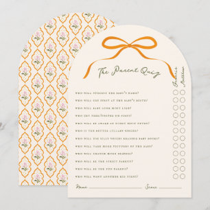 Pink Orange Bow Dainty Wildflowers Parent Quiz Invitation