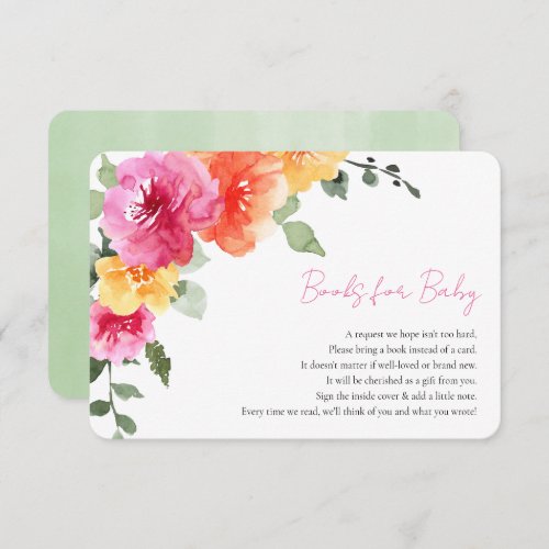 Pink orange bright colorful floral books for baby enclosure card