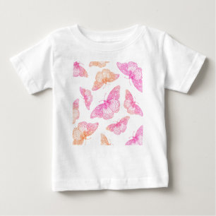Pink Orange Butterfly Pattern Baby T-Shirt