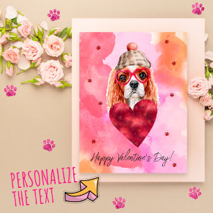 Pink Orange Cavalier Spaniel Valentine's Day Gift Holiday Postcard