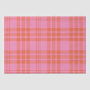 Pink Orange Checkered Plaid Gingham  Tissue Paper