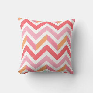 Pink Orange Chevron Geometric Modern Summer Throw Pillow