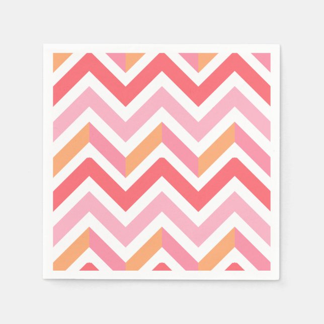 Pink Orange Chevron Geometric Summer Modern Napkins (Front)