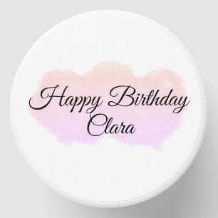 Pink orange clouds pastel happy birthday modern mini candle favors