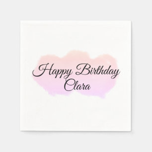 Pink orange clouds pastel happy birthday modern napkins