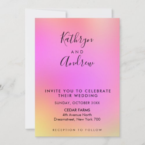 Pink Orange Color Shift Calligraphy Invitation