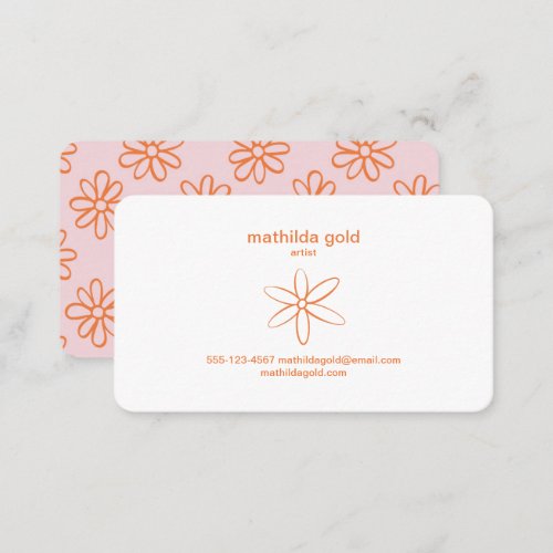 Pink Orange Colorful Cute Girly Minimalist Fun Business Card