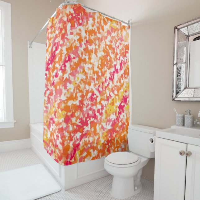 Pink Orange Crayon Colors Fun Shower Curtain (In Situ)