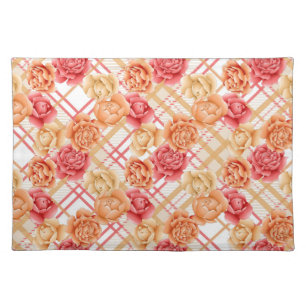 PINK ORANGE & CREAM FLOWERS CLOTH PLACEMAT